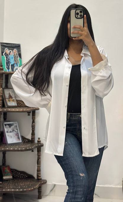 White detailing oversized shirt (42-44)