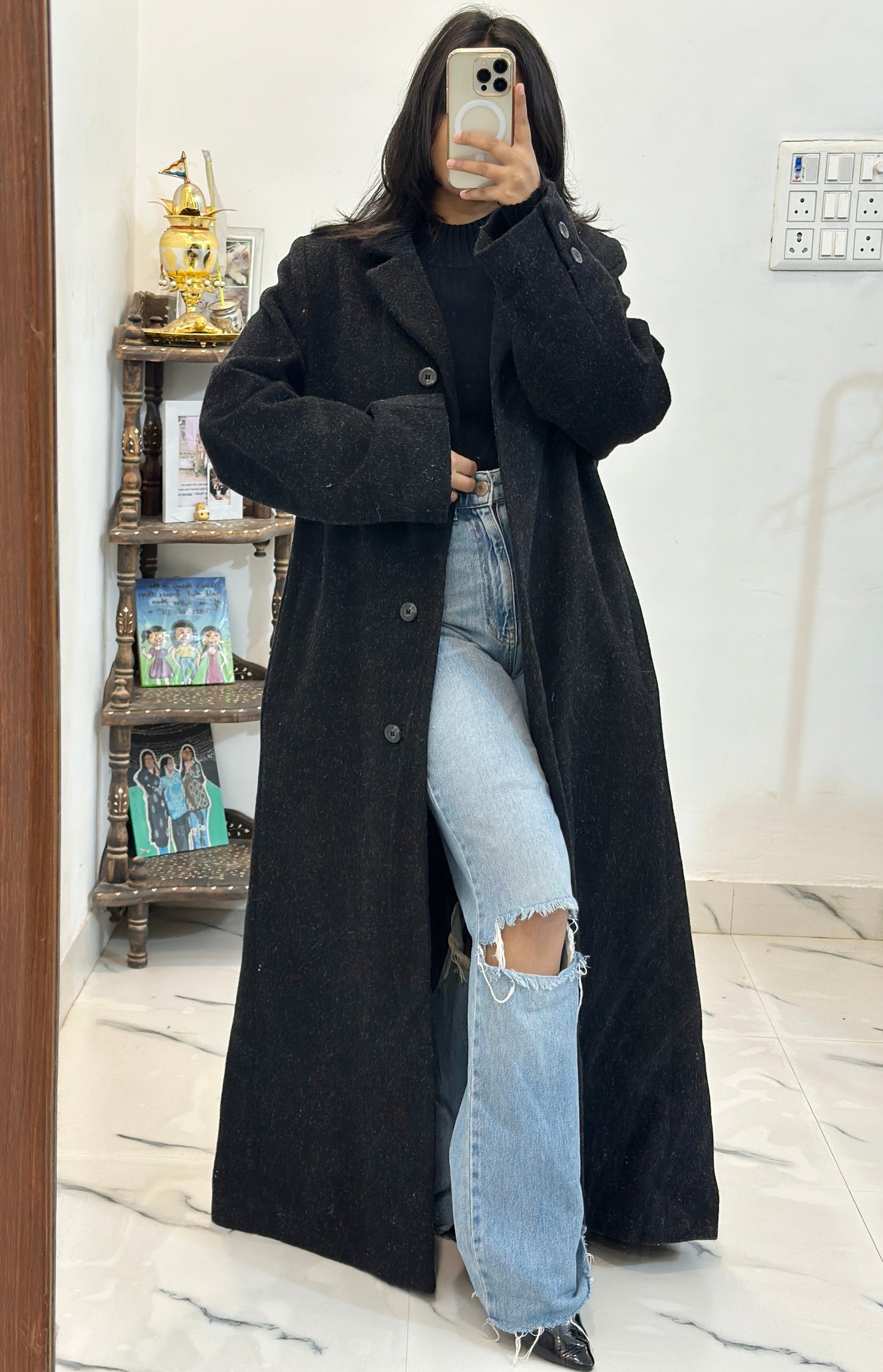 Black long coat (38-40)