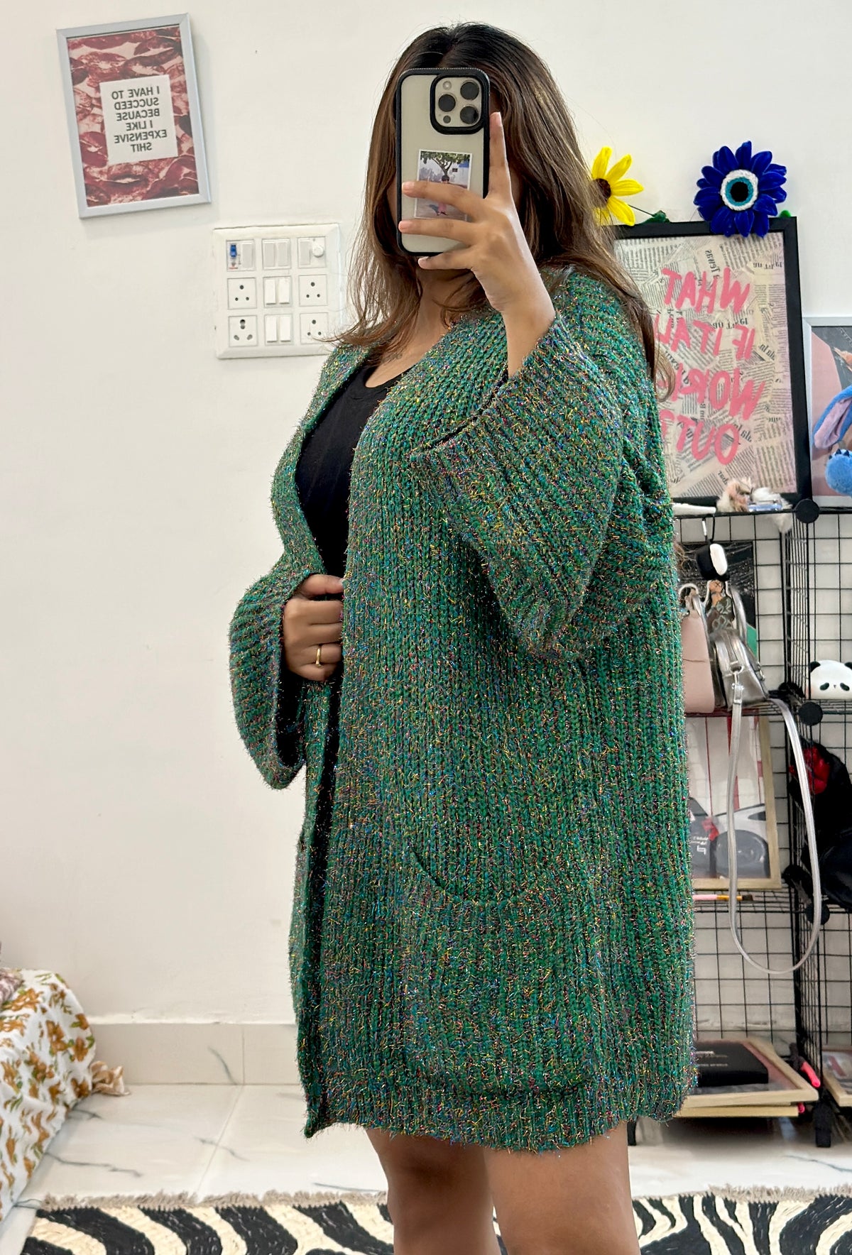 Oversized Korean shimmer shrug (freesize upto 46)