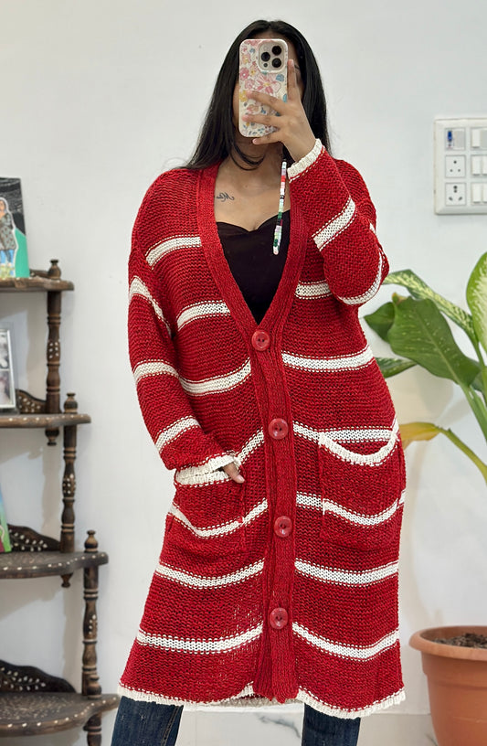 Red long cardigan (Upto 50)