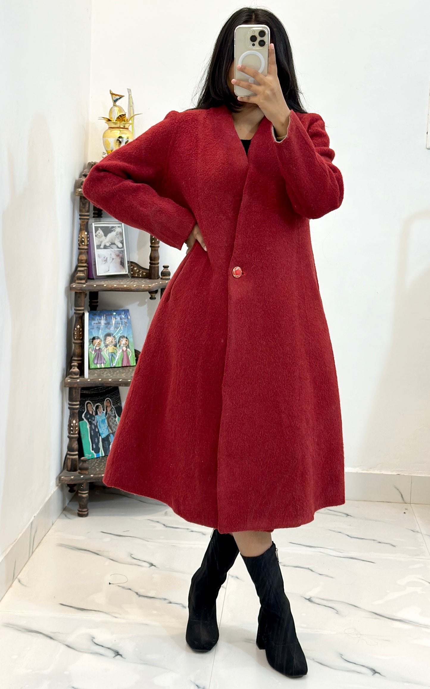 Pretty red long coat (34-36)