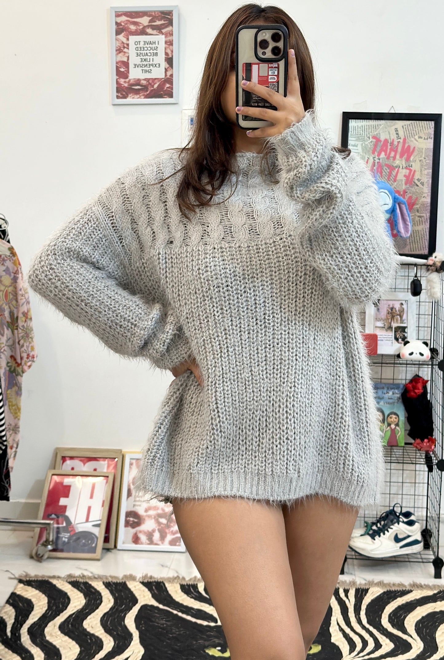Oversized furry Korean sweater (42-44)