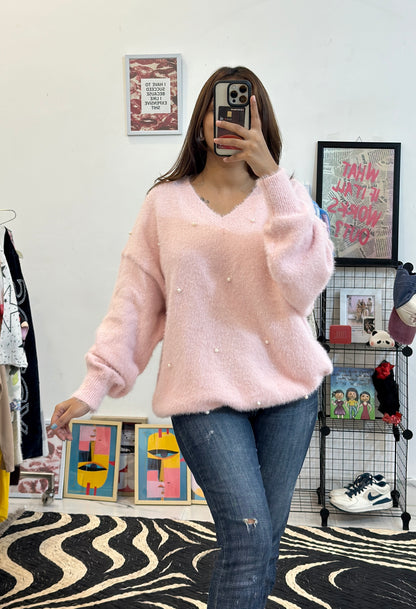 Pretty pearl oversized furry sweater (44-46)