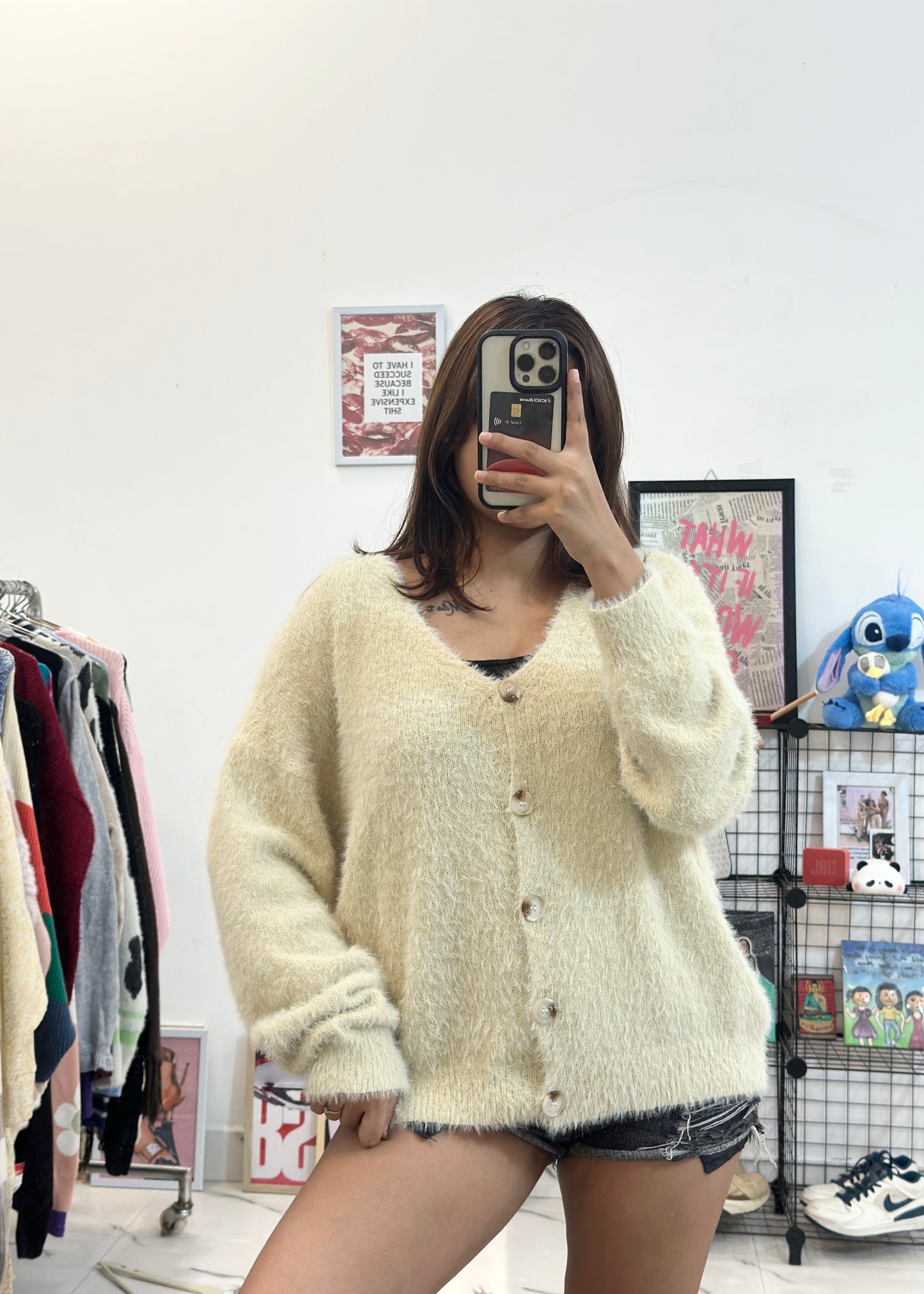 Oversized furry cardigan 44-46