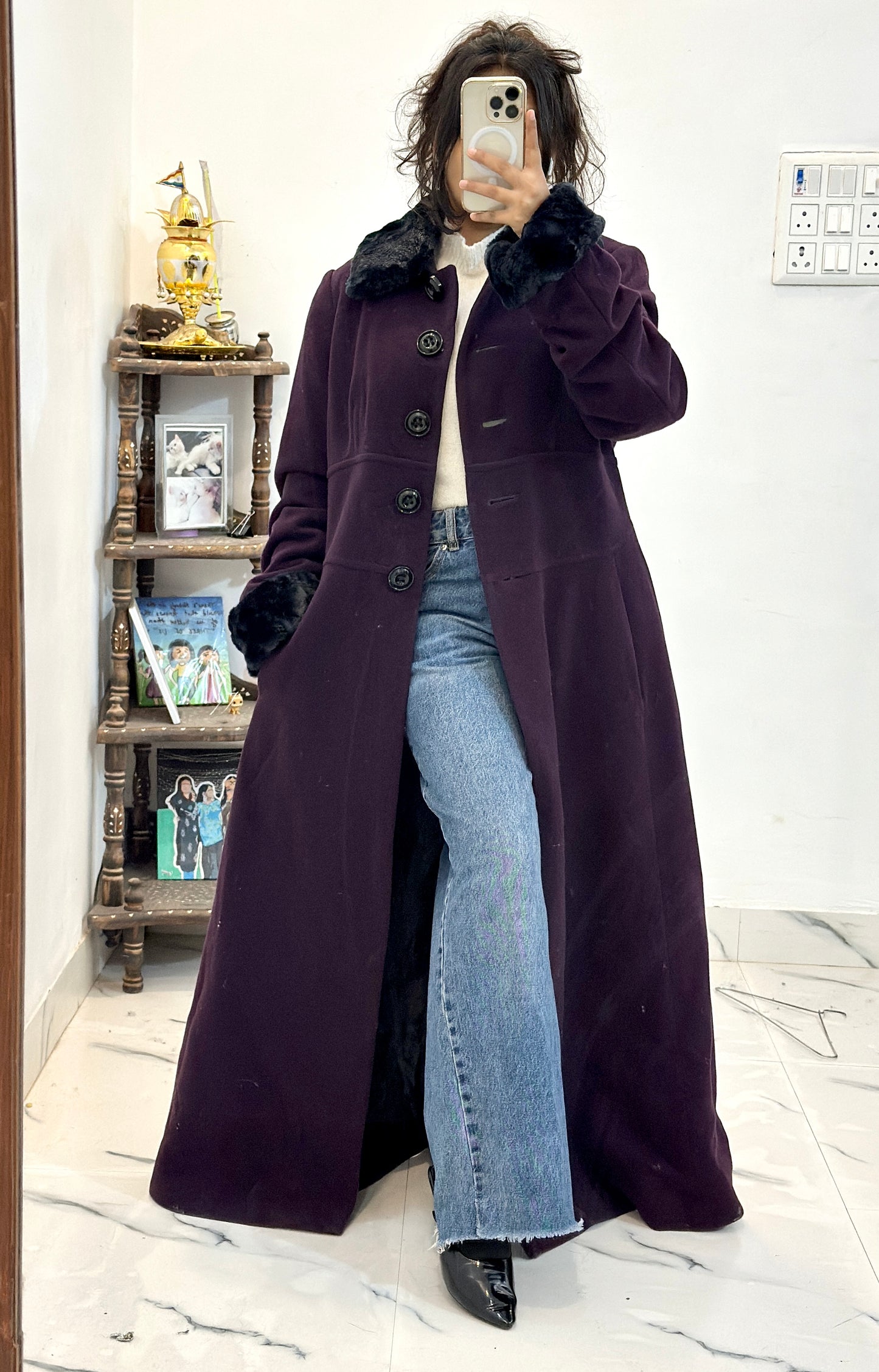Heavy long furr coat (34-36)