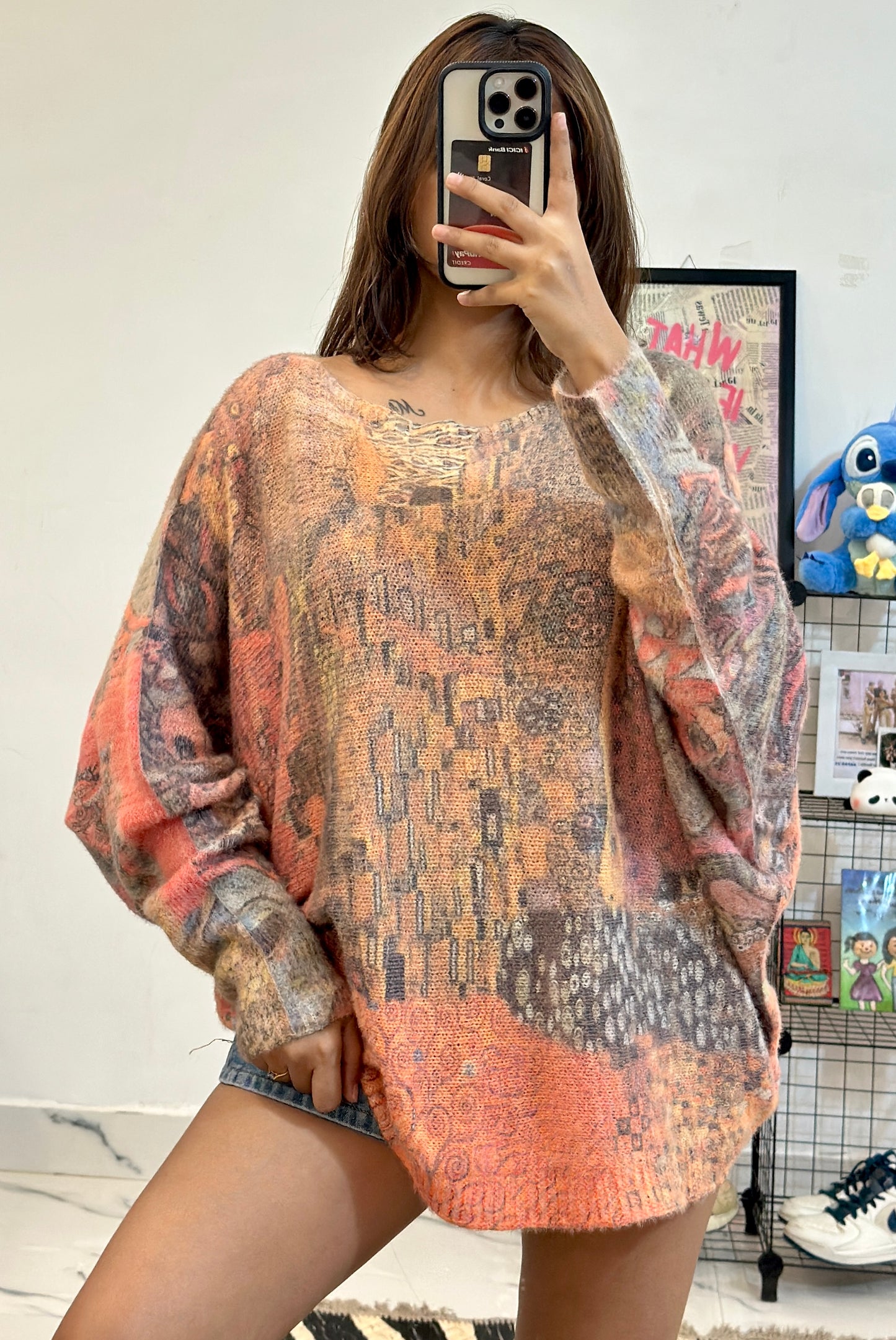 Oversized wollen top (freesize upto 48)