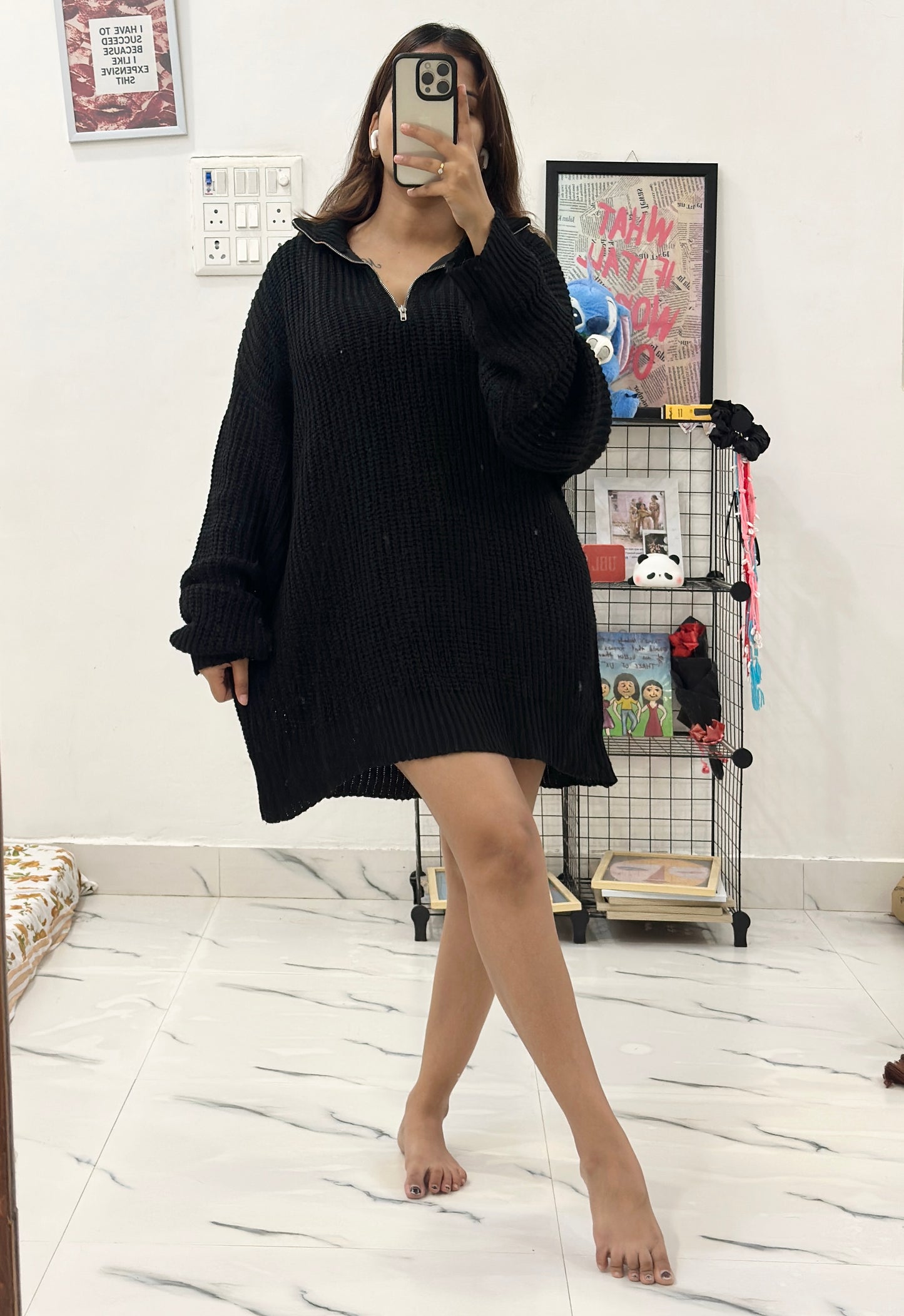 Oversized Korean zipper sweater (42-44)