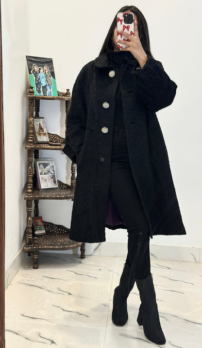 Black heavy long coat (34-36)