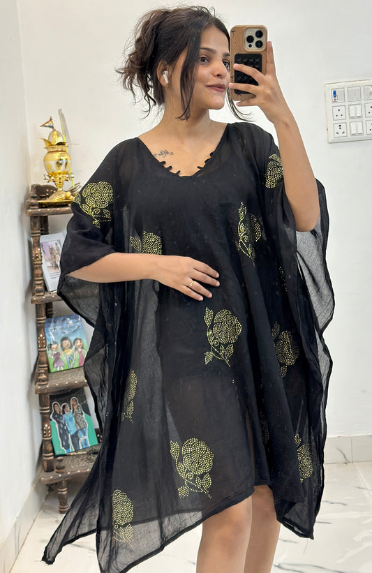 Pretty cotton kaftan (freesize upto 48)