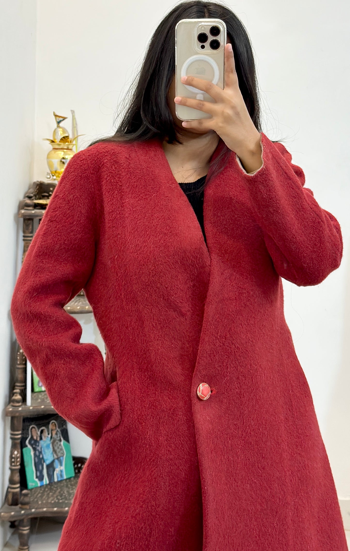 Pretty red long coat (34-36)