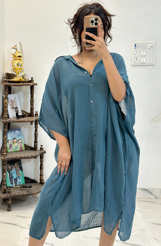 Oversized long cotton shirt (50+ freesize)