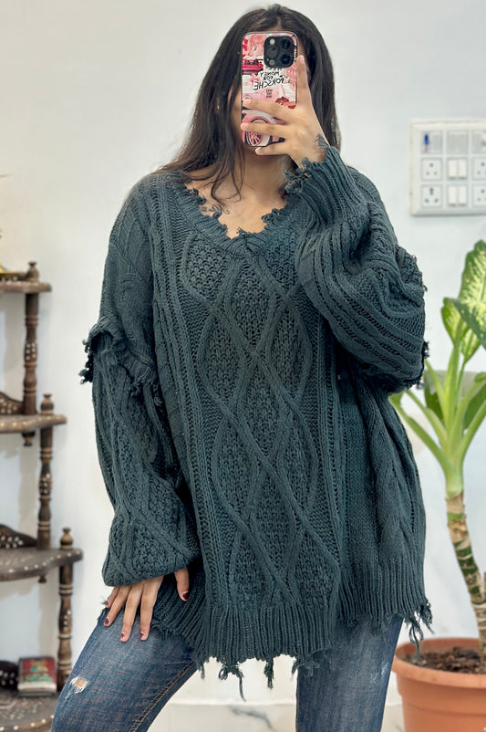 Oversized korean sweater (freesize upto 50)