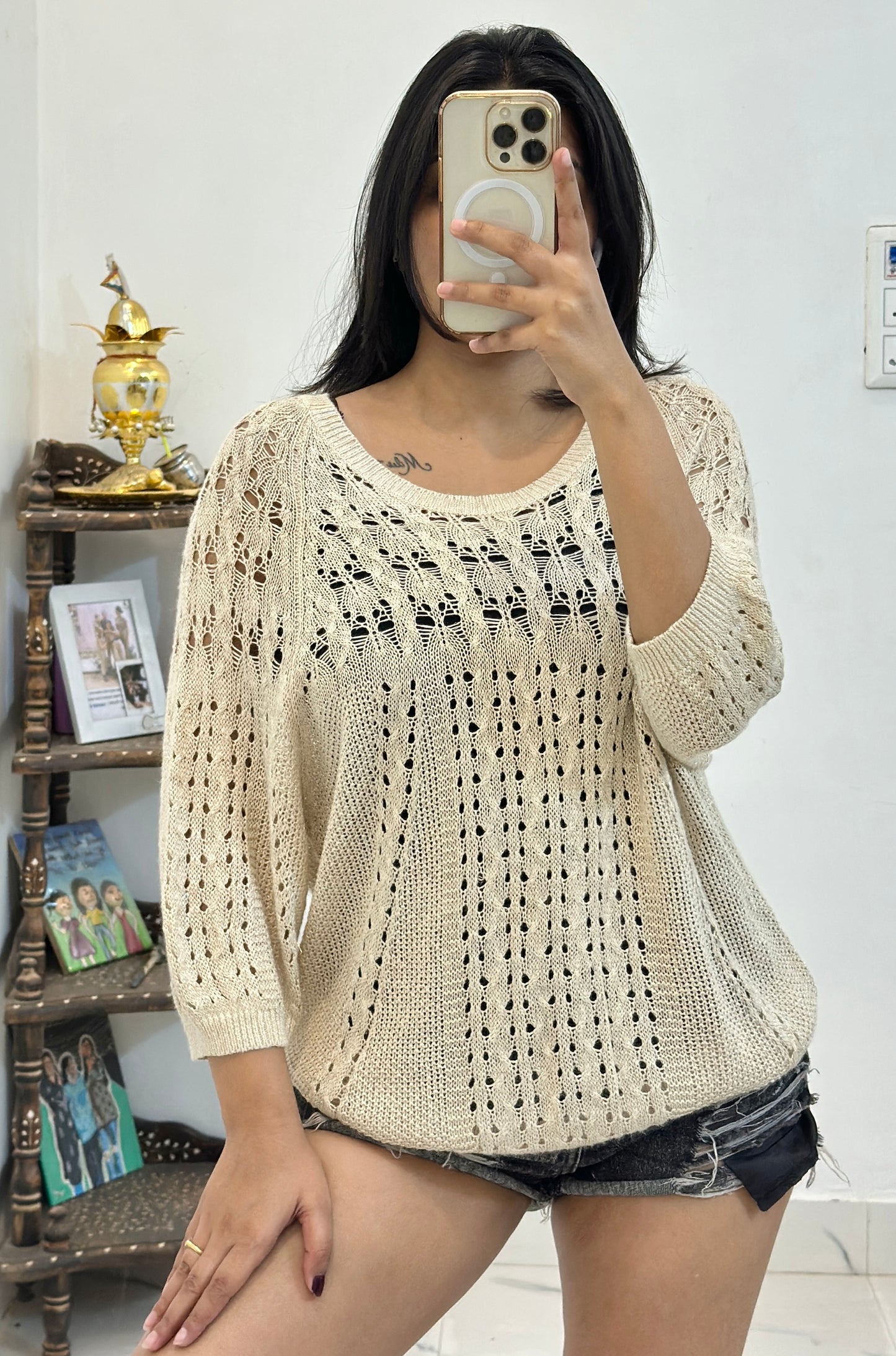 Pretty crochet oversized top (40-42)
