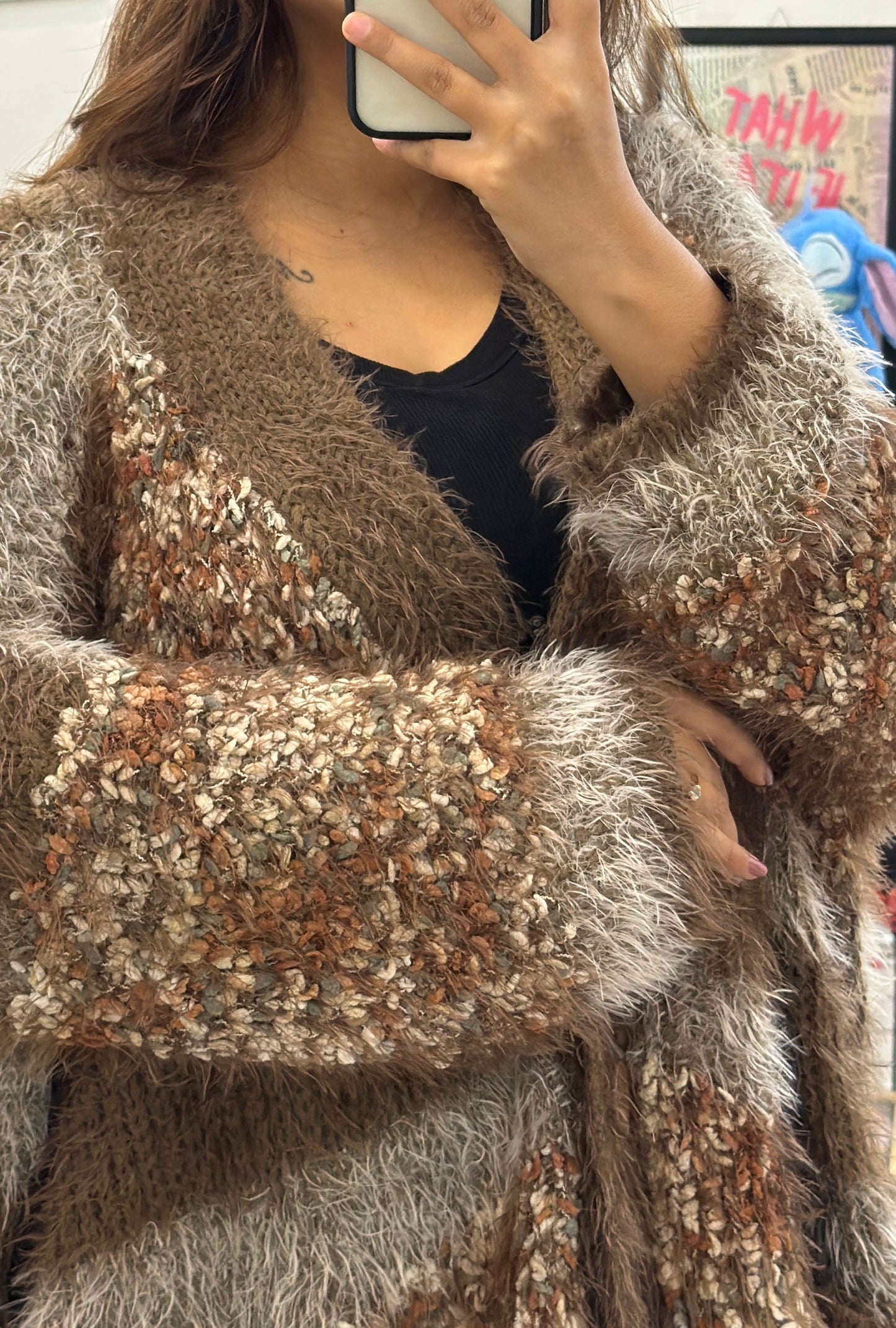 Oversized Korean furry cardigan (50-52)
