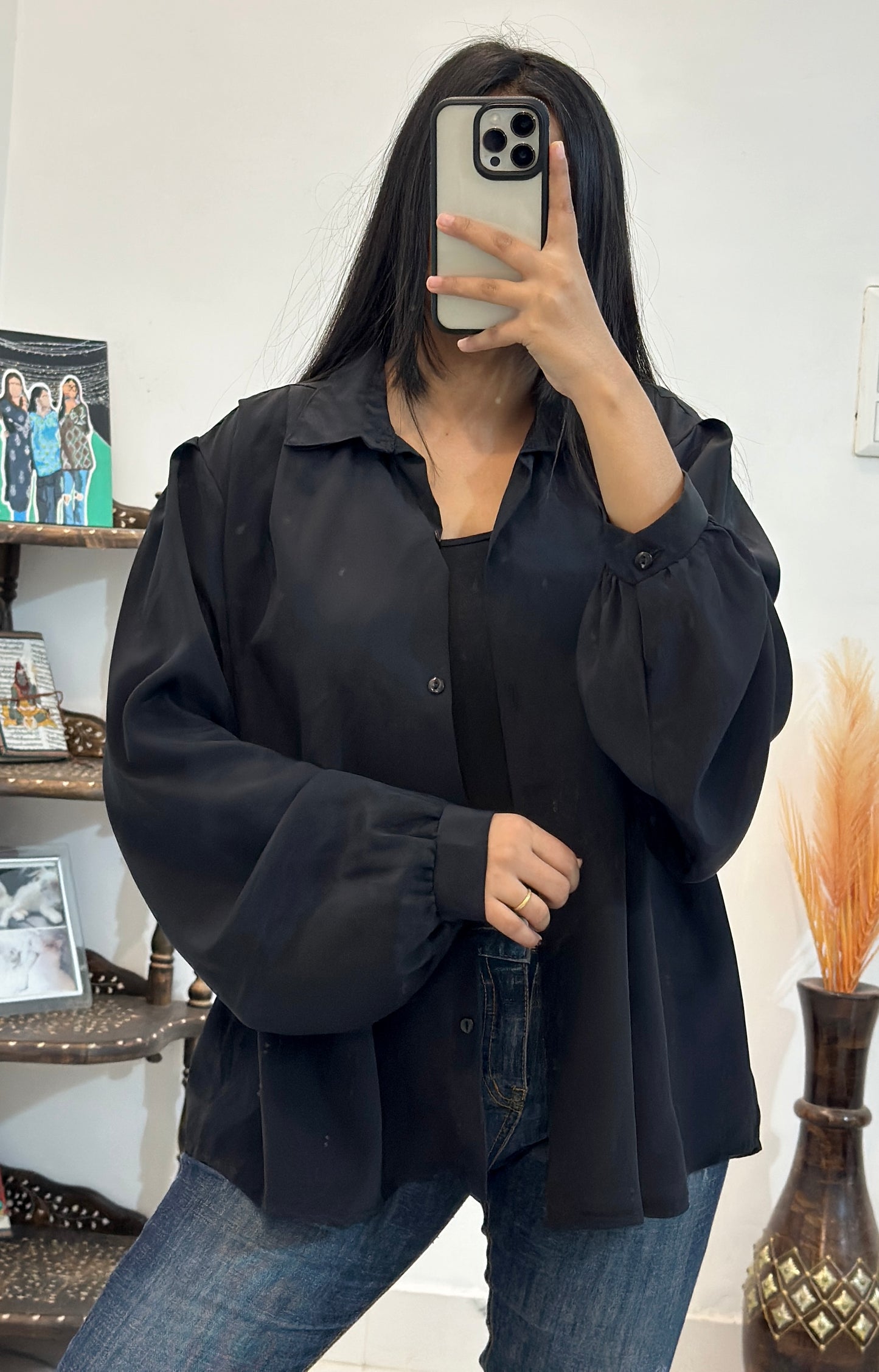 Perfect black oversized shirt (42-44)