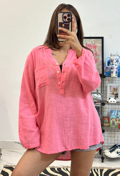 Pink linen top (38-40)