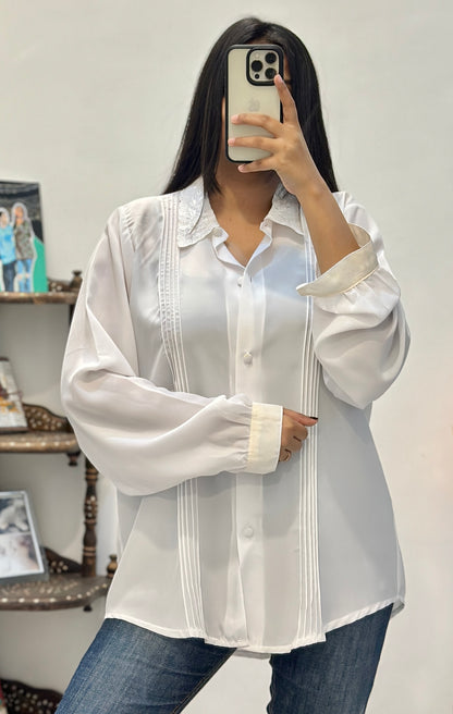 White detailing oversized shirt (42-44)