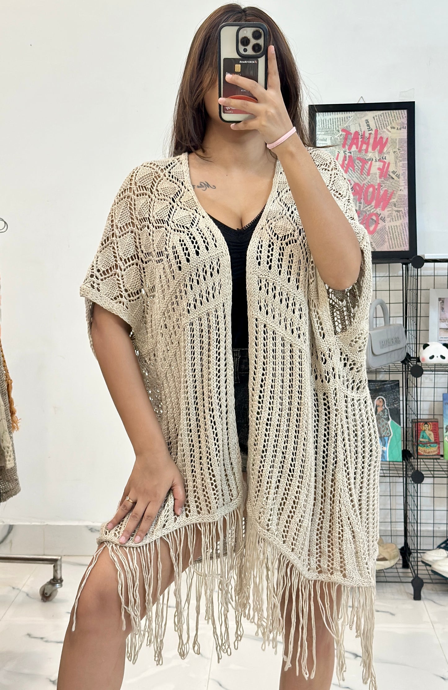 Pretty crochet shrug (freesize upto 50)