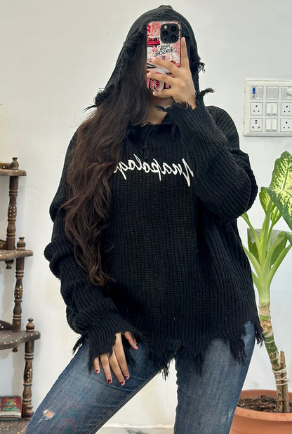 Oversized korean hood sweater (freesize upto 48)