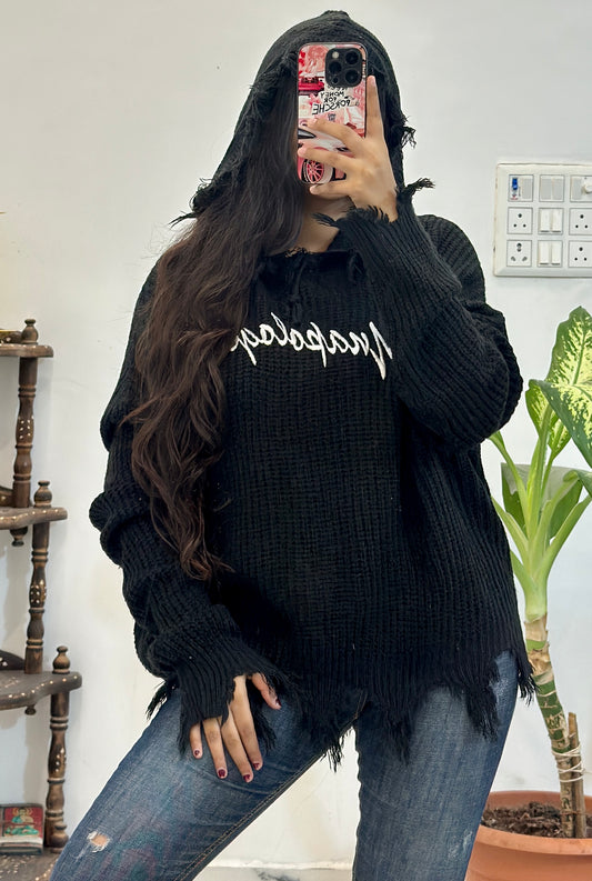 Oversized korean hood sweater (freesize upto 48)