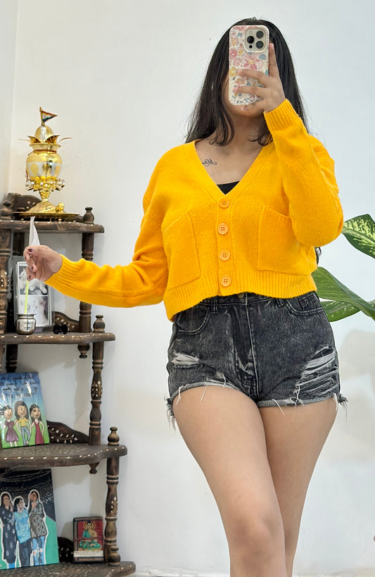Mustard crop cardigan (40-42)