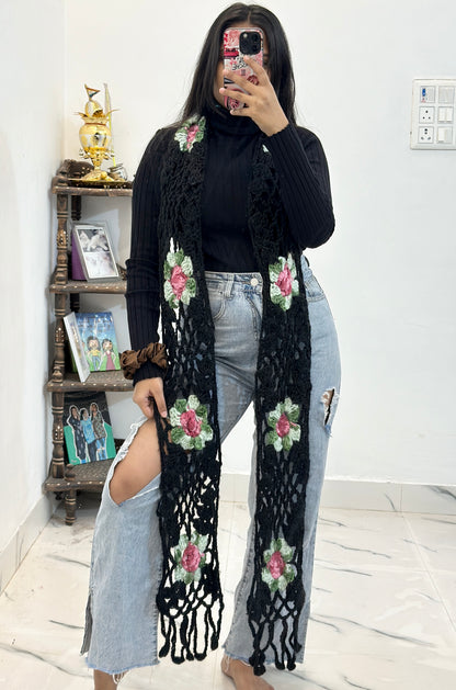 Woollen pretty crochet muffler