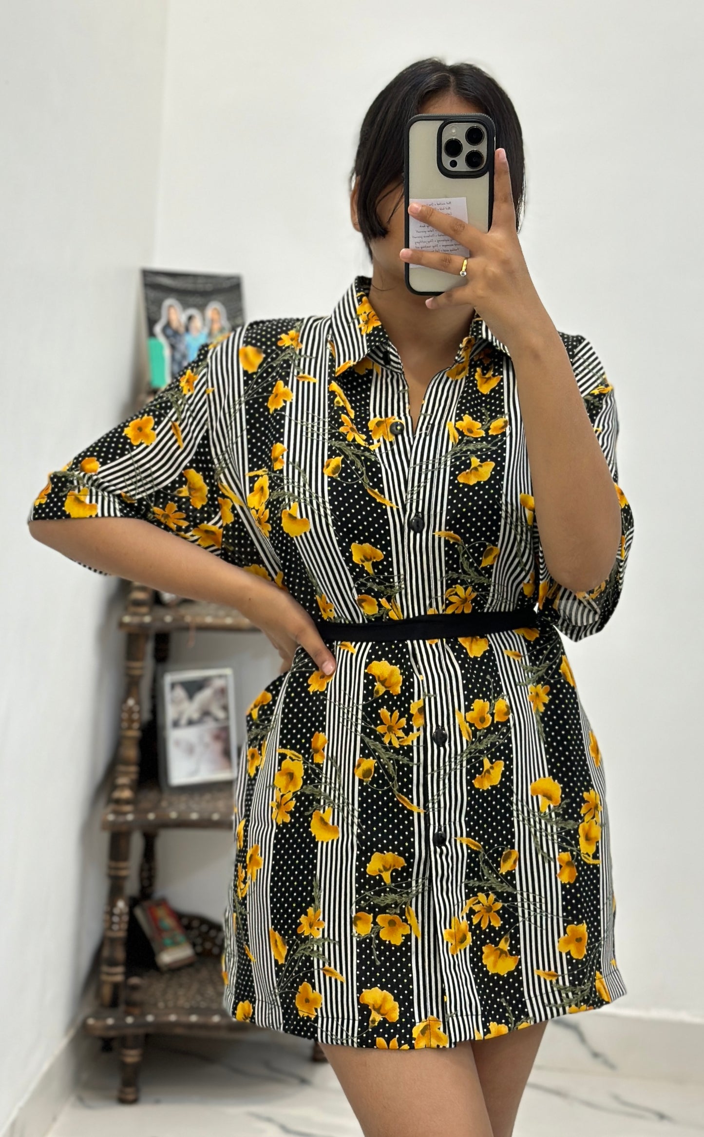 Oversized printed long shirt