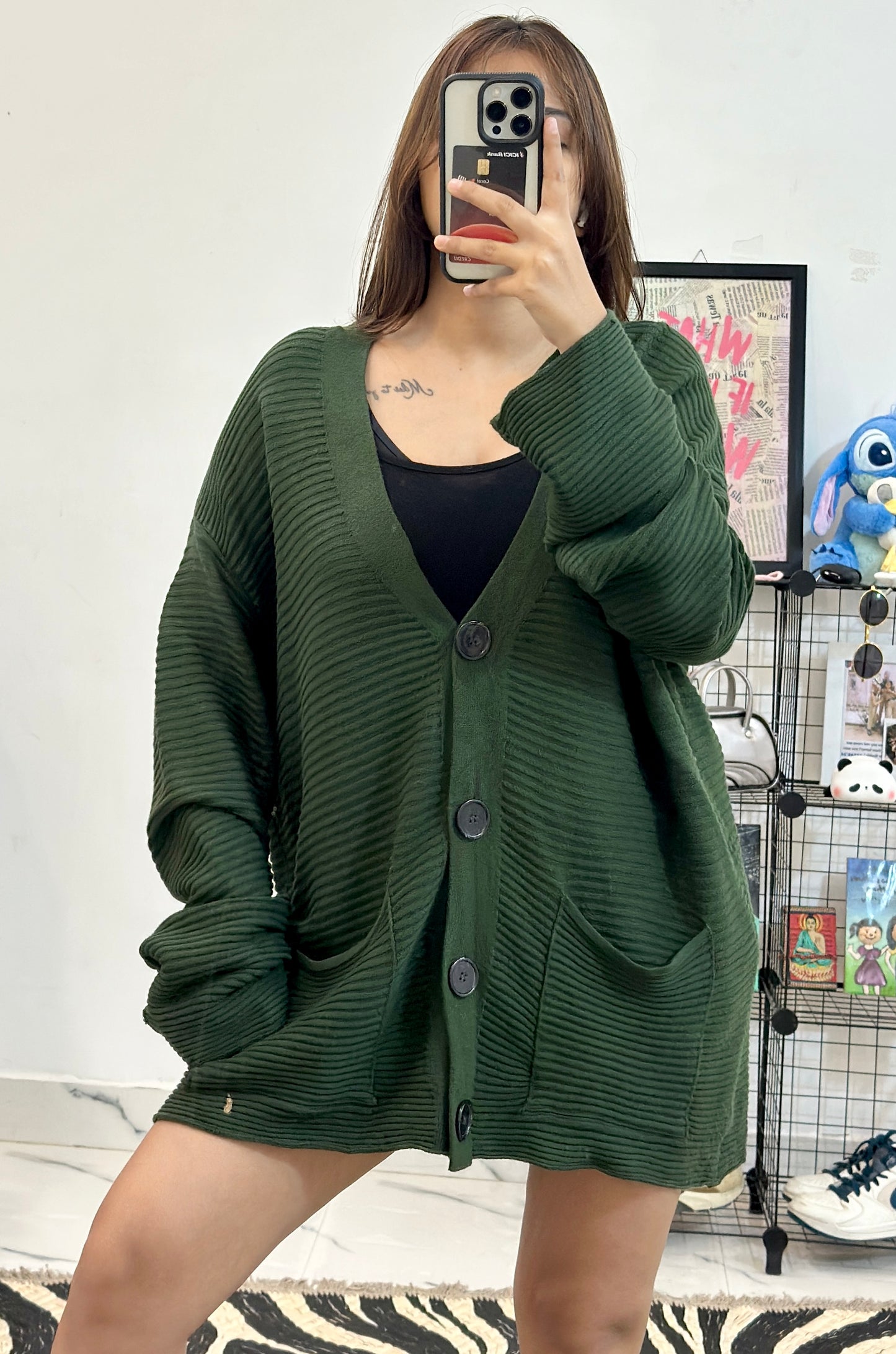 Green heavy cardigan (46-48)
