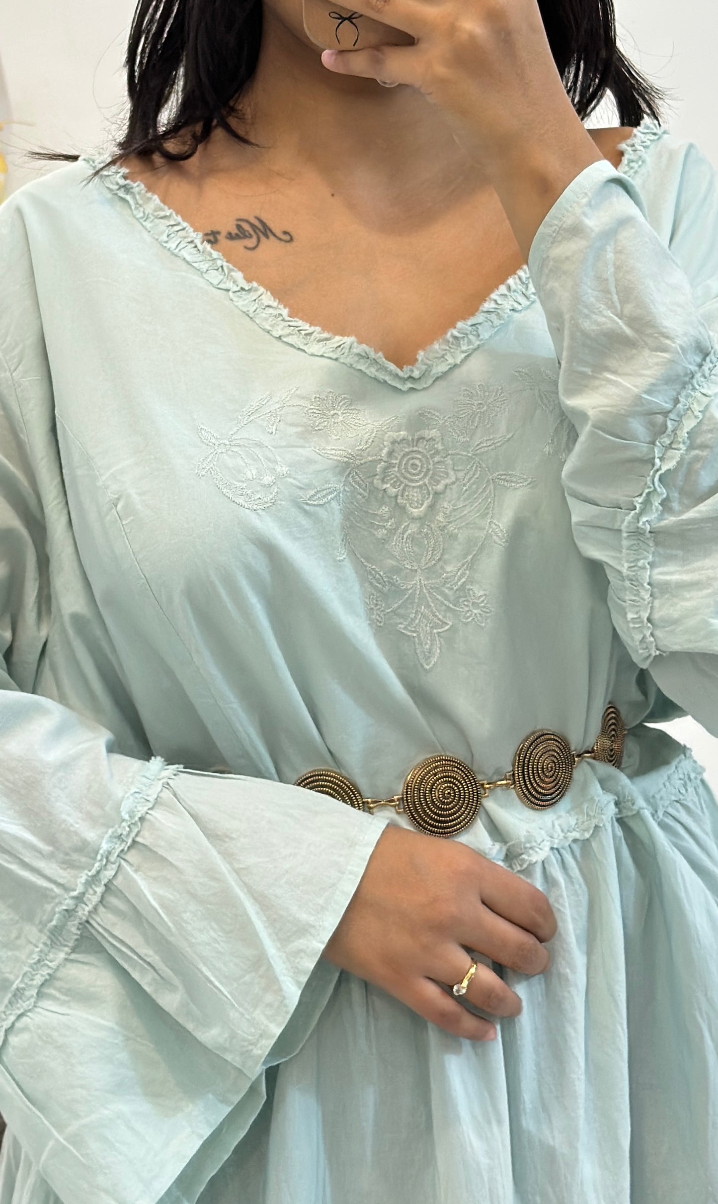 Plus size cotton embroidered dress (50-52)