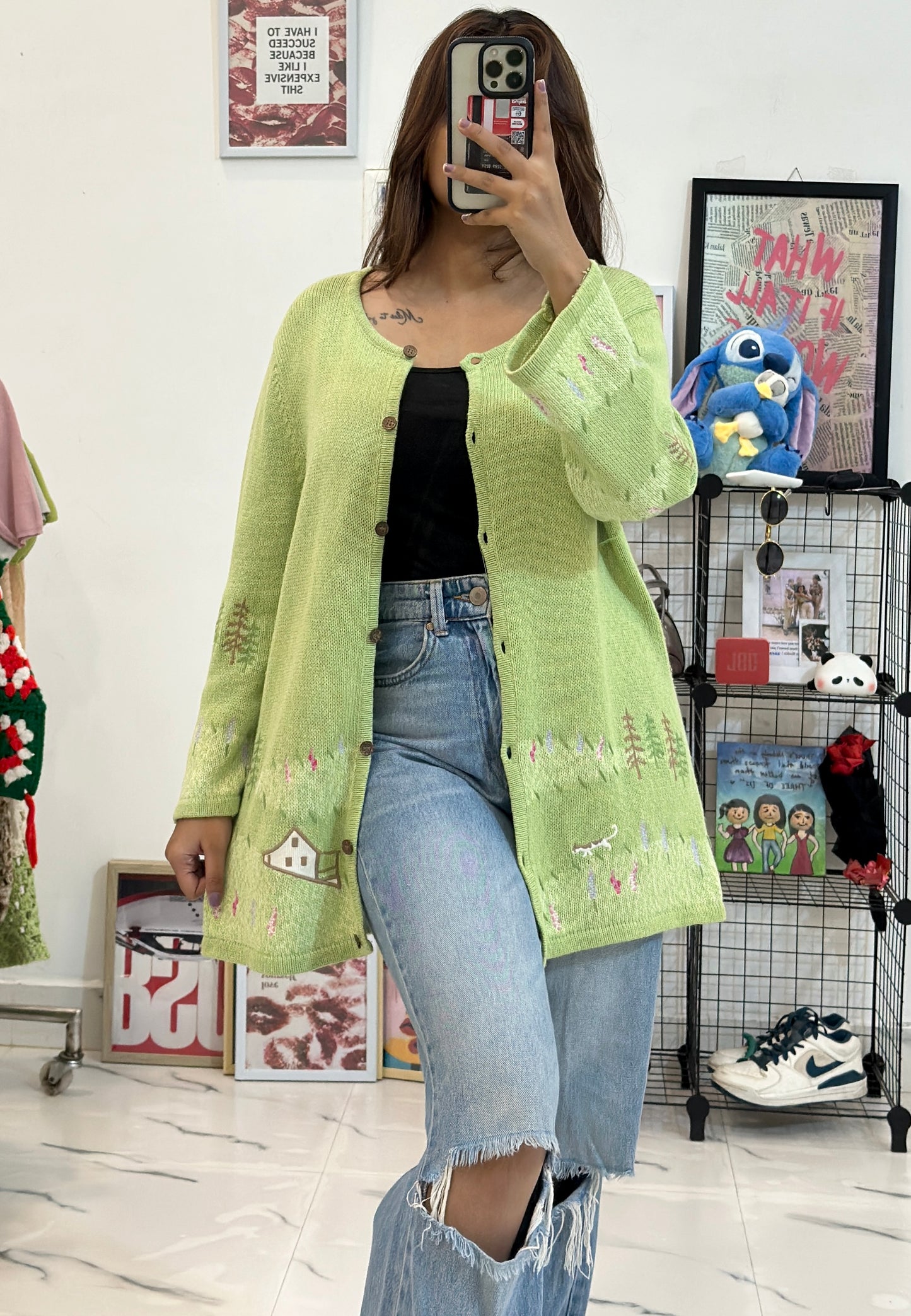 Korean embroidered cardigan (40-42)