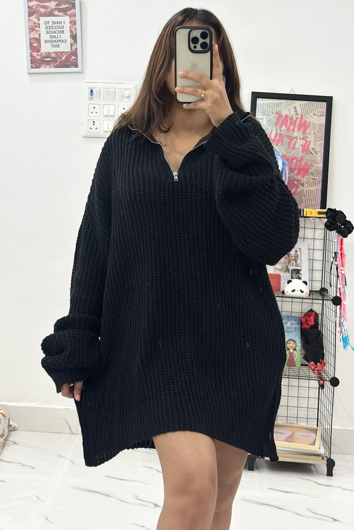 Oversized Korean zipper sweater (42-44)