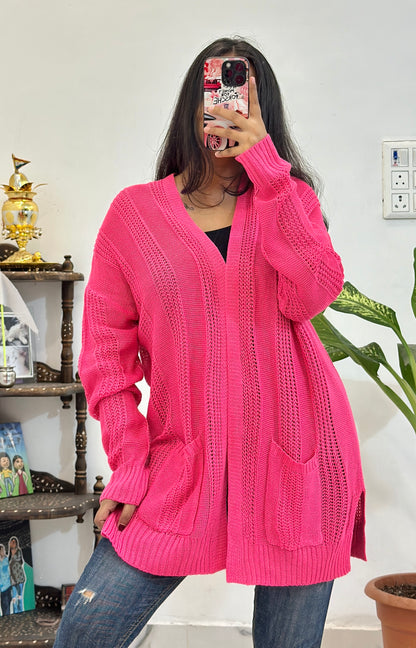 Hot pink oversized shrug (44-46)