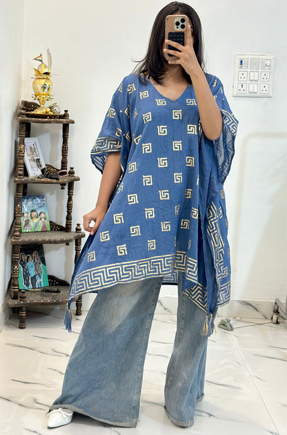 Pretty cotton kaftan (freesize upto 50)