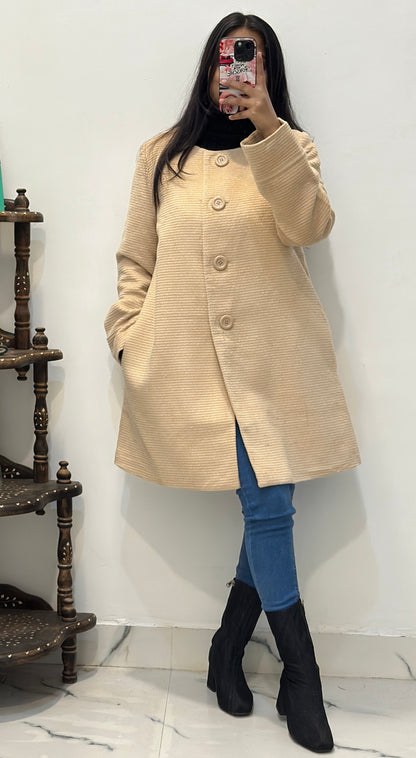 Beige long coat (upto 40)