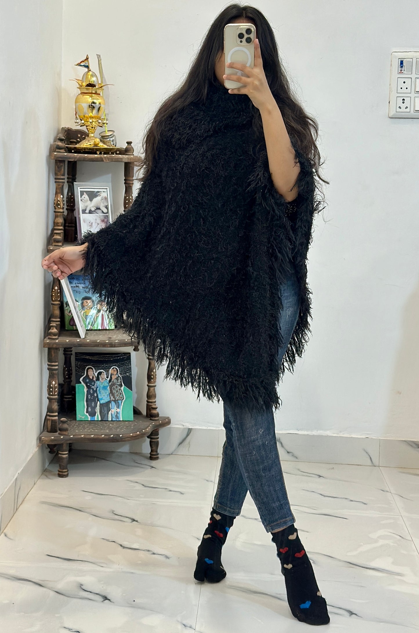 Korean furry poncho
