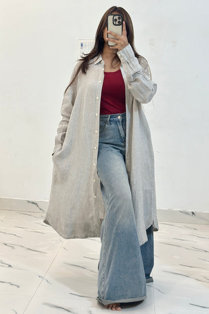 Long linen shirt dress (40-42)