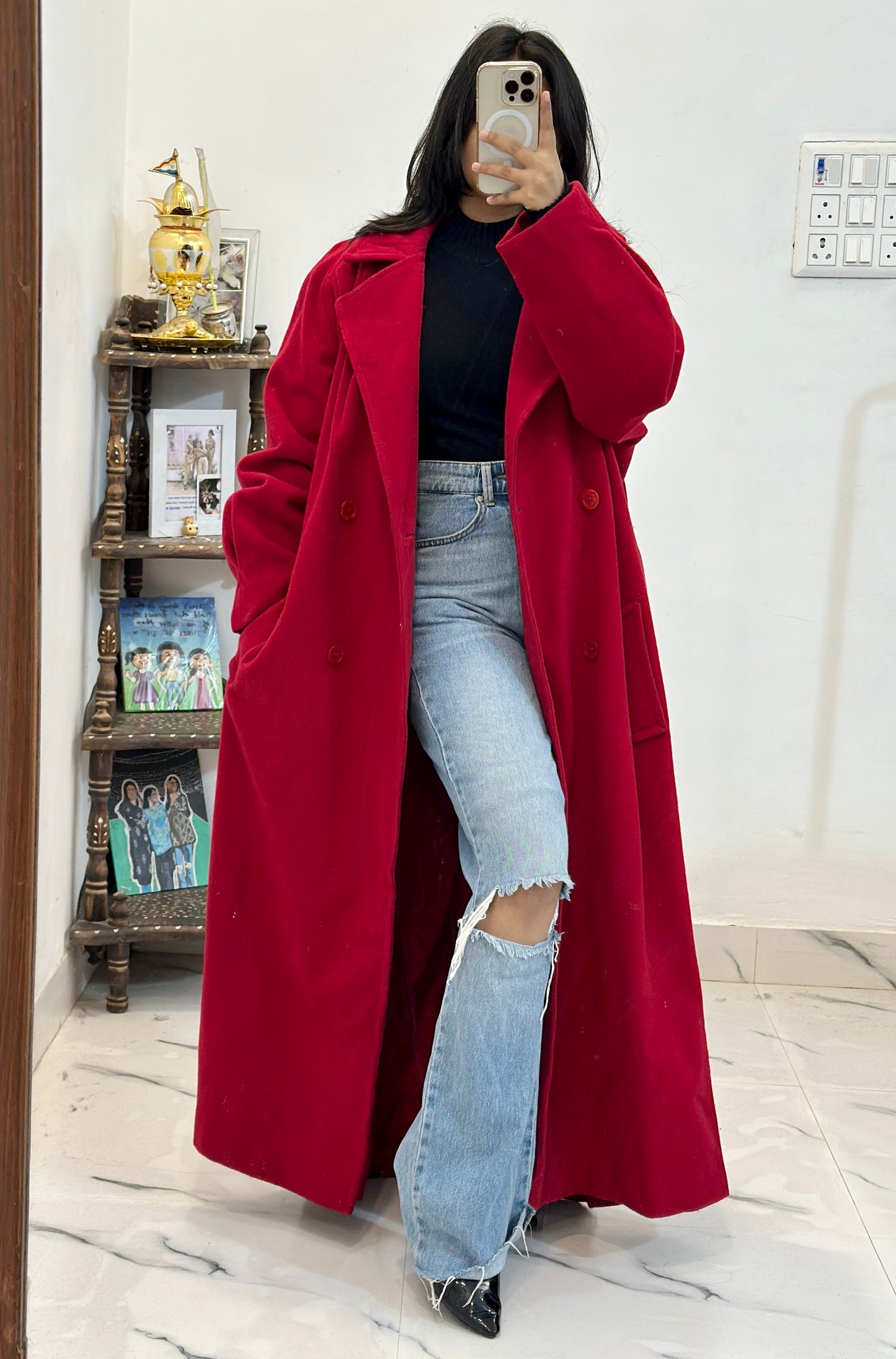 Pretty red long coat (44-46)