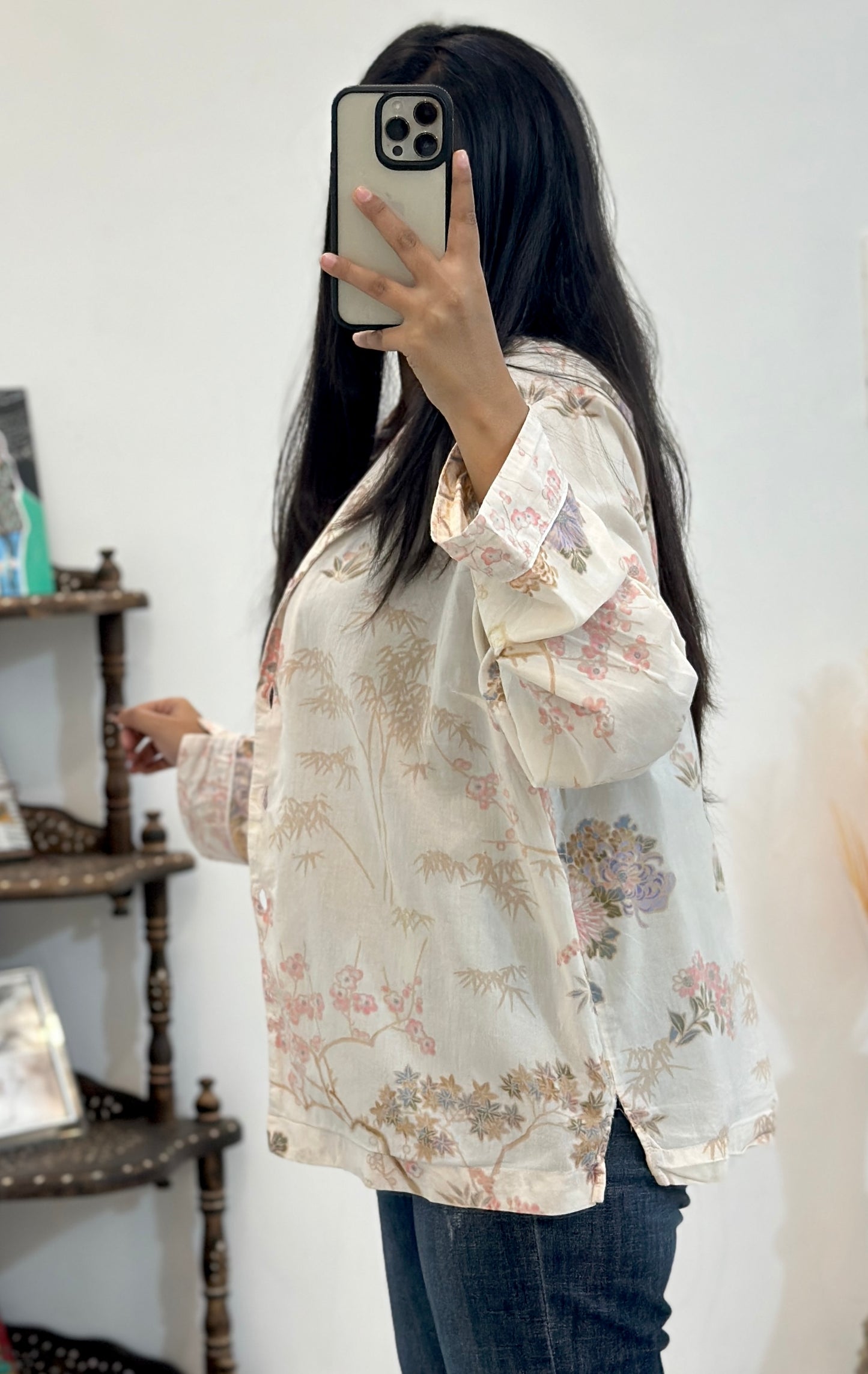 Cotton oversized floral shirt (42-44)