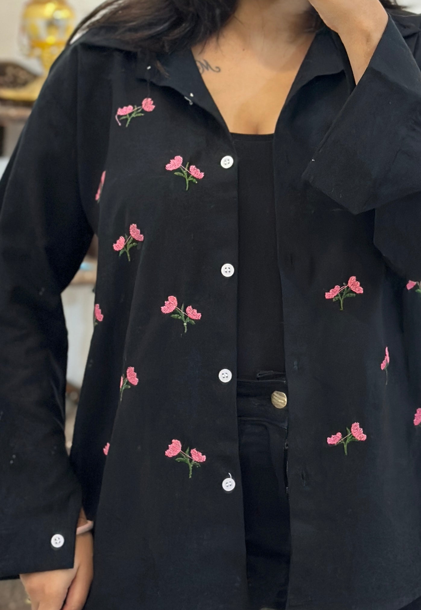 Linen embroidered shirt (36-38)