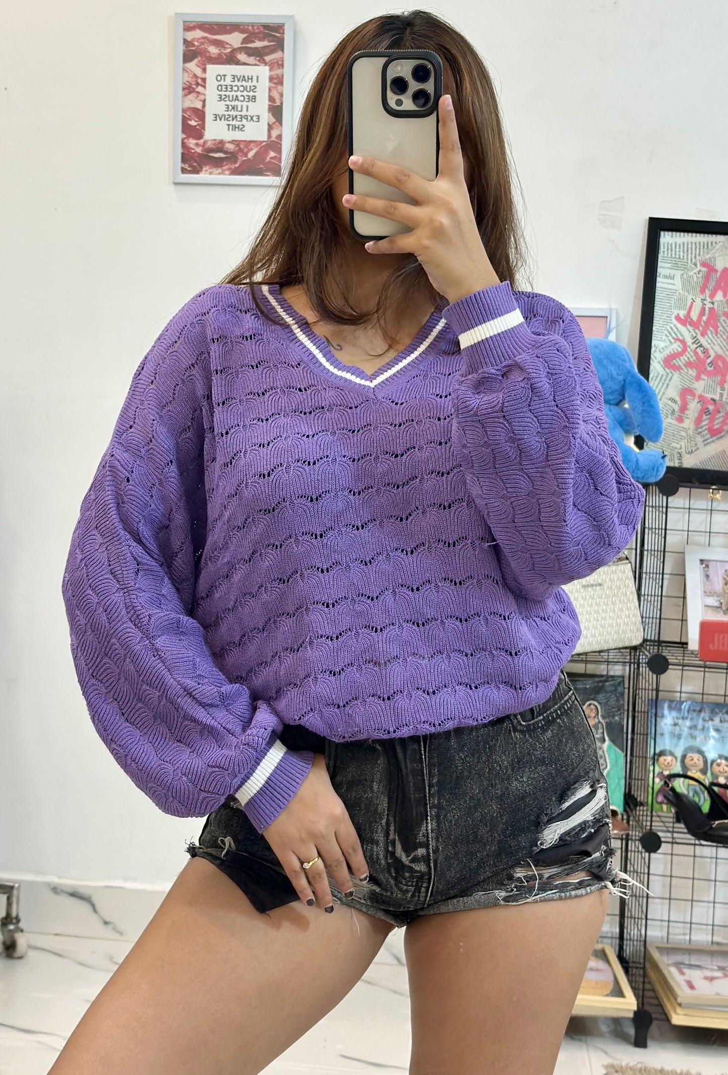 Oversized crochet sweater(40-42)