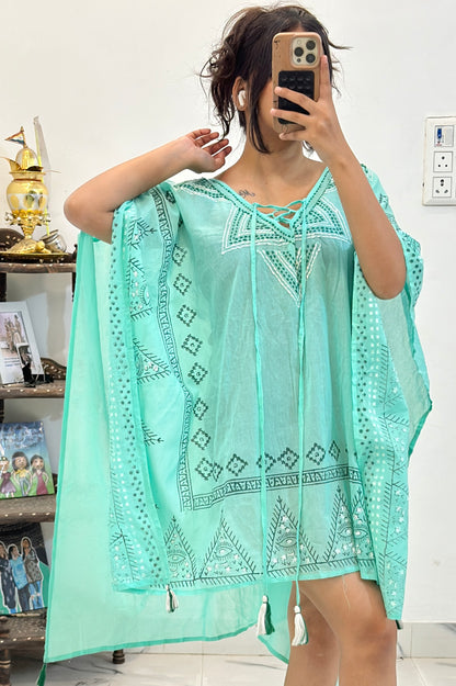 Embroidered cotton kaftan freesize