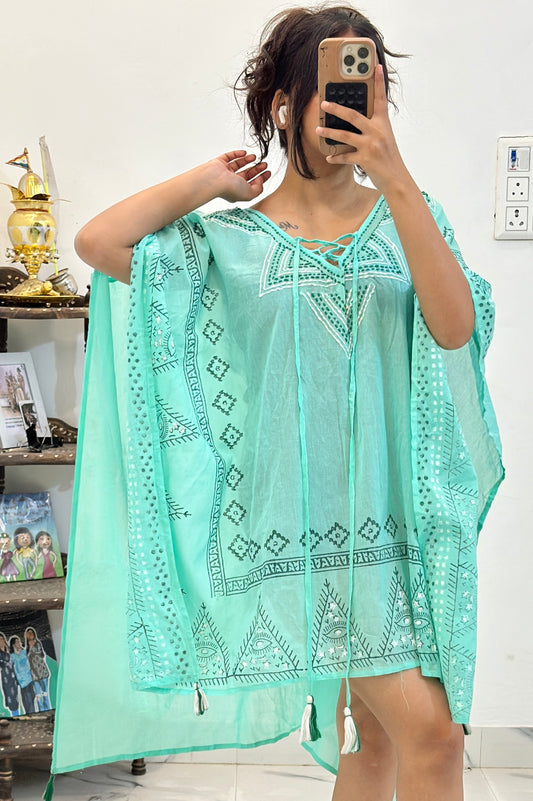 Embroidered cotton kaftan freesize