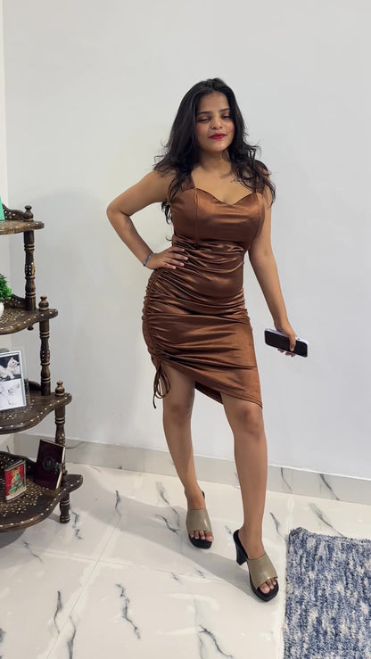 Brown pretty satin dress