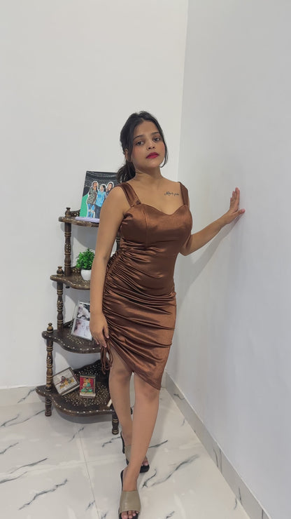 Brown pretty satin dress